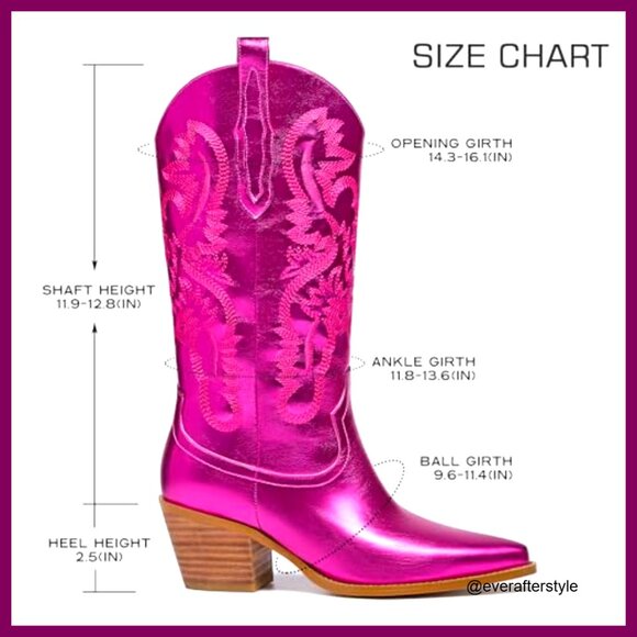 Glitter Metallic Embroidered Cowboy Boots Wide Calf Chunky Heel Pull On - Picture 2 of 6